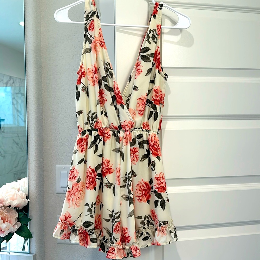 Altar’d state Floral Romper with Ruffle ends